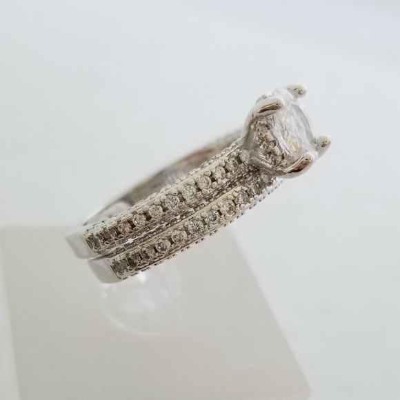 (2pcs) 1ct TW 18k Over Sterling Ring Set - Picture 4 of 8